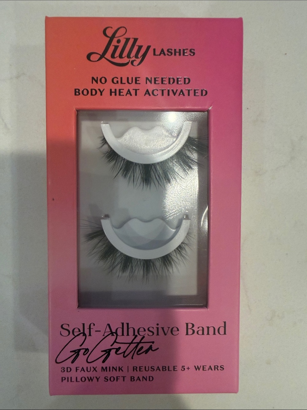 Lilly Lashes Self-Adhesive False Eyelashes - Pink Packaging, Black Lashes